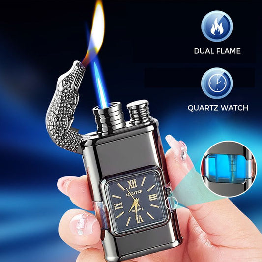 Windfestes Feuerzeug, Vintage-Armbanduhr, Jet-Flammen-Taschenlampe