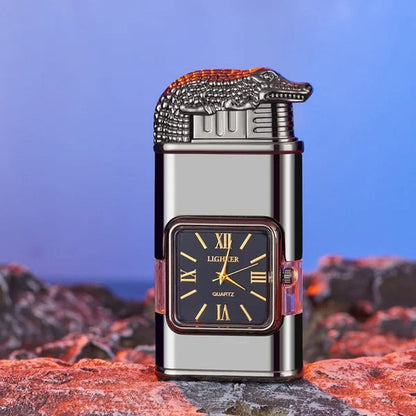 Windfestes Feuerzeug, Vintage-Armbanduhr, Jet-Flammen-Taschenlampe