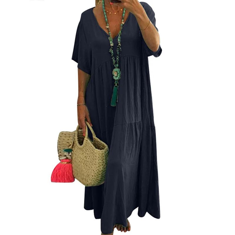 Lässiges Kurzarm-Maxikleid für Damen