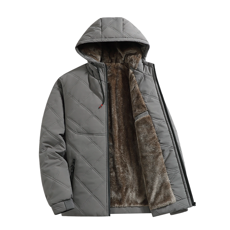 Herren-Winterjacke mit Plüschfutter und Kapuze