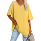 2024 Neues Frauen V-Ausschnitt Lose Passform Kurzarm T-Shirt