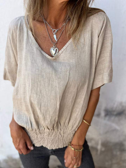 🔥Sommer-Hot-Sale 49% Rabatt🔥Bequemes tailliertes T-Shirt mit V-Ausschnitt