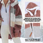 Damen 2024 Winter-Plüsch-Kapuzen-Colorblock-Jacke mit Taschen