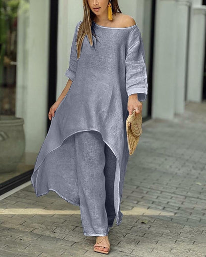 💥Heißer Verkauf 49% Rabatt💥💕Frauen solide Farbe Leinen modische casual Anzug💃💃