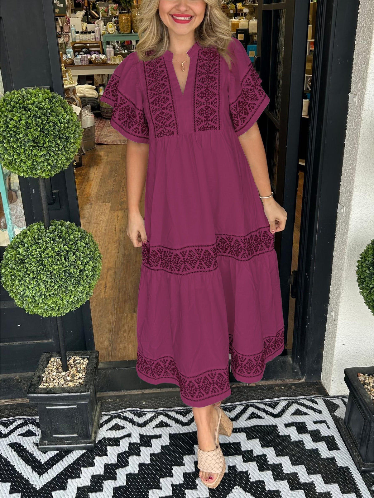62%Rabatte✨ Damen-Boho-Maxikleid mit V-Ausschnitt✨