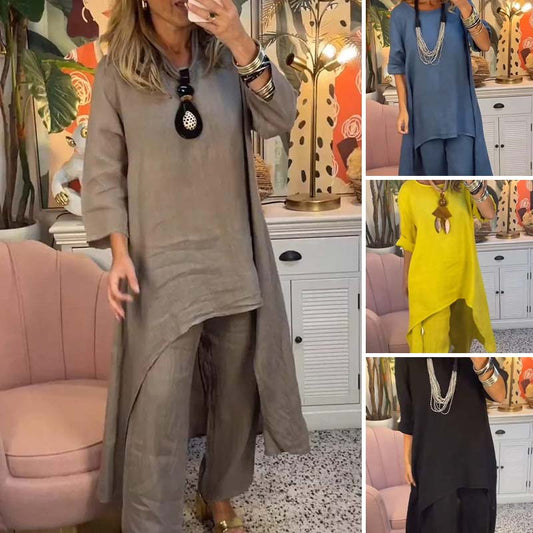 Damen zweiteiliges Set: asymmetrisches Oberteil und Hose