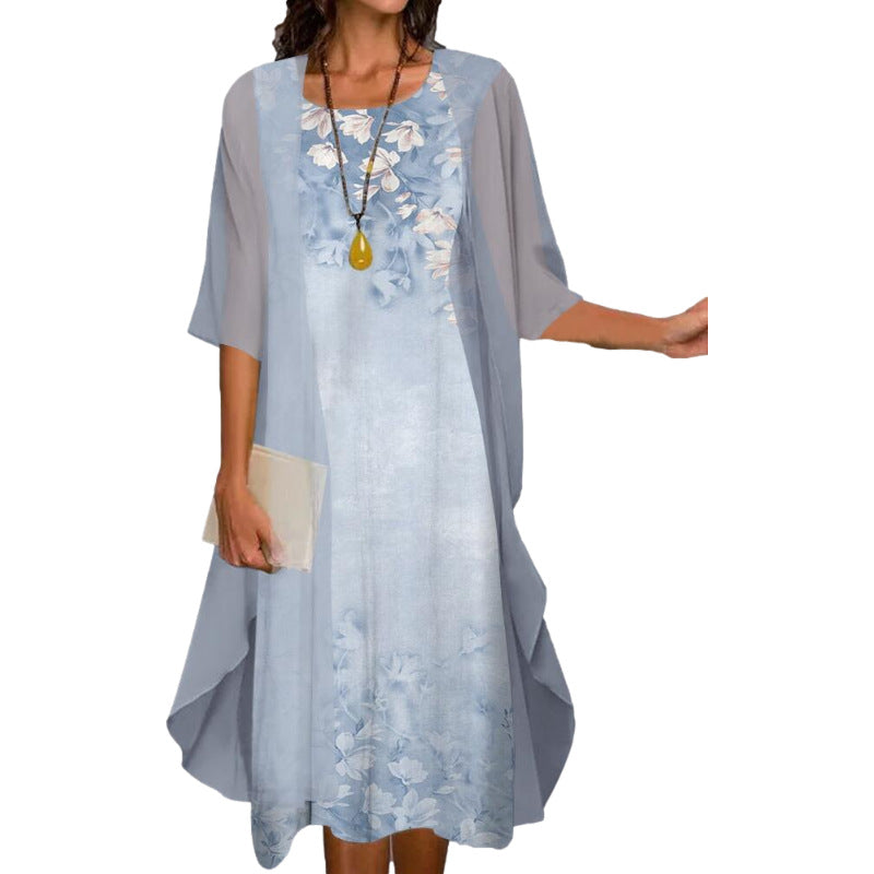🌸Ensemble aus elegantem Kleid mit Blumendruck für Frauen