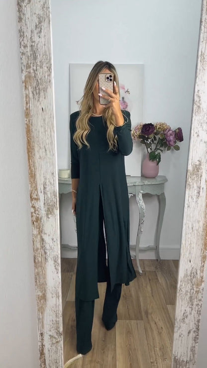 💃Elegant lässiger 2-teiliger Anzug mit langem Oberteil und passender Hose
