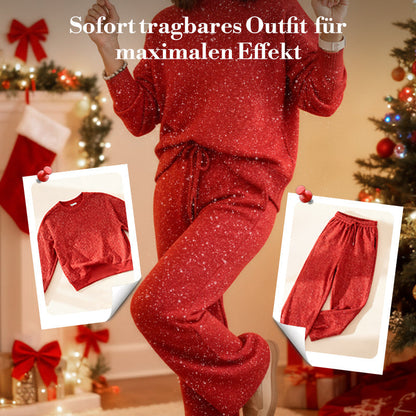 ⌛ Nur noch 3 Tage – 50 % auf alles! ⏰Damen-Glitzer-Zweiteiler: Pullover & Hose