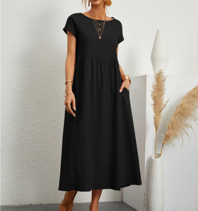 🔥Baumwollkleid mit Rundhalsausschnitt für Frauen