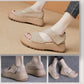 Damen-Retro-Sandalen mit dicker Sohle und Klettverschluss-Hergestellt aus hochwertigem Schweinsleder der ersten Schicht