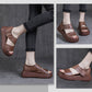 Damen-Retro-Sandalen mit dicker Sohle und Klettverschluss-Hergestellt aus hochwertigem Schweinsleder der ersten Schicht