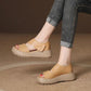 Damen-Retro-Sandalen mit dicker Sohle und Klettverschluss-Hergestellt aus hochwertigem Schweinsleder der ersten Schicht