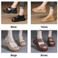 Damen-Retro-Sandalen mit dicker Sohle und Klettverschluss-Hergestellt aus hochwertigem Schweinsleder der ersten Schicht
