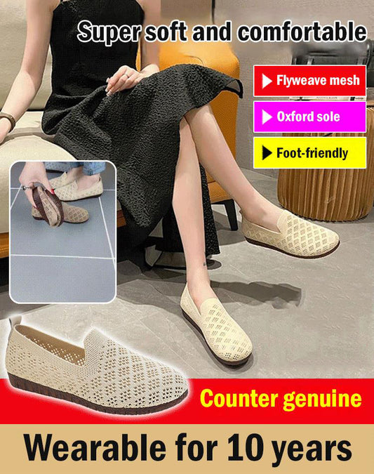Damenschuhe mit weicher Sohle, gewebt, hohl