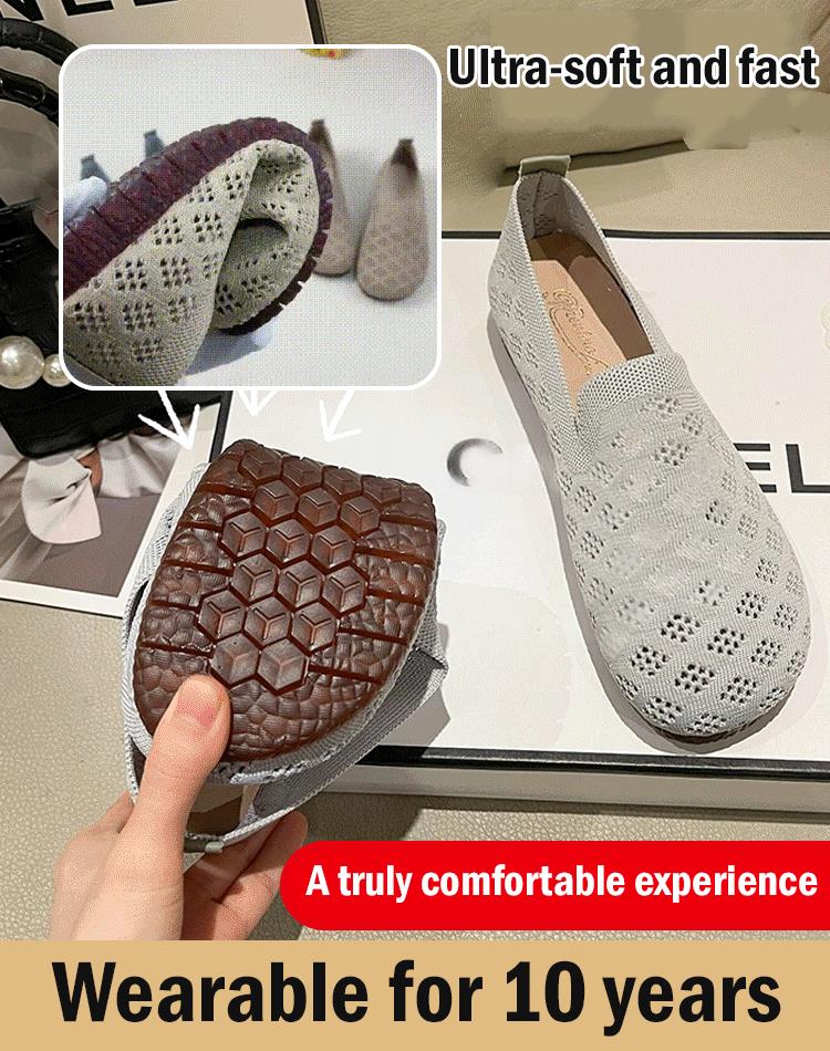 Damenschuhe mit weicher Sohle, gewebt, hohl