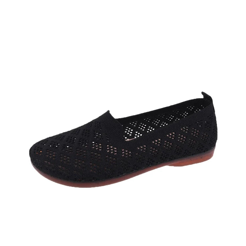 Damenschuhe mit weicher Sohle, gewebt, hohl