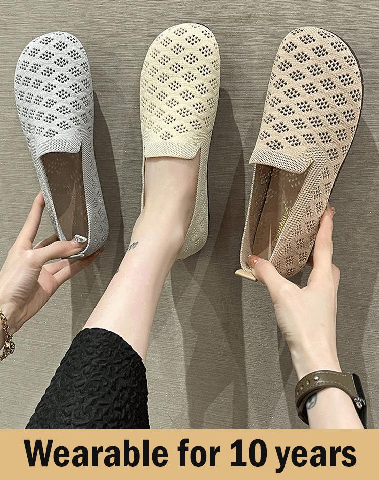 Damenschuhe mit weicher Sohle, gewebt, hohl