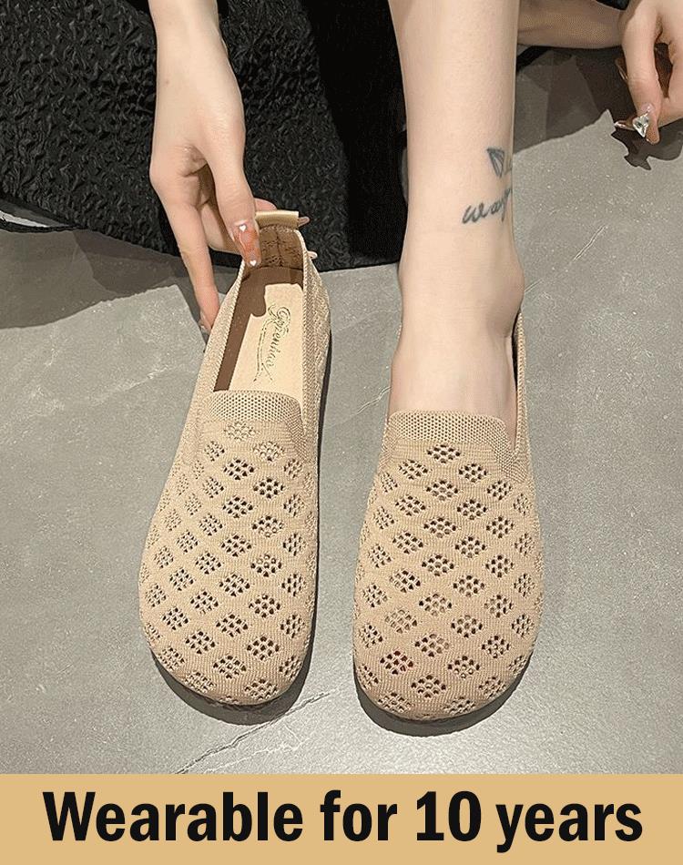 Damenschuhe mit weicher Sohle, gewebt, hohl