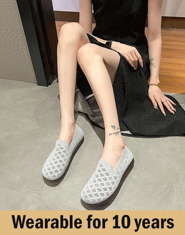Damenschuhe mit weicher Sohle, gewebt, hohl
