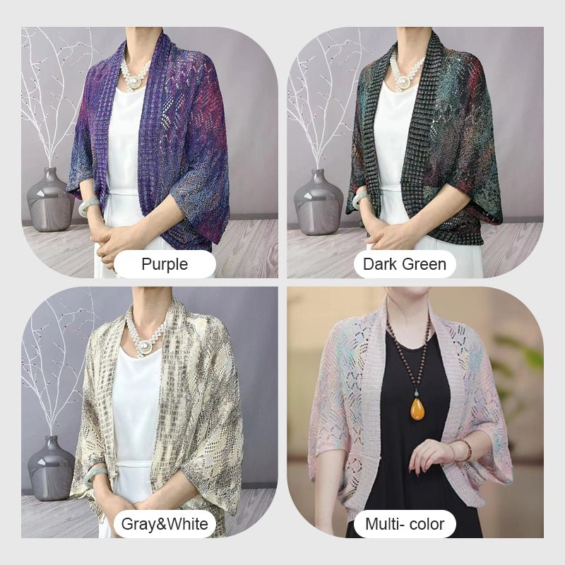 Modische langärmelige hohle Strickjacke