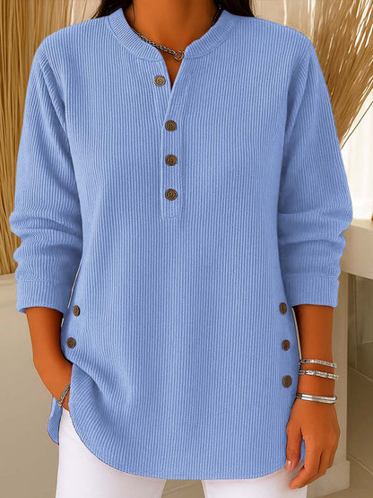 💃Letzter Tag 50 % Rabatt⏰Langärmeliges, locker gestricktes Sweatshirt aus einfarbigem Material mit Rundhalsausschnitt für Damen (2 Stück kaufen, versandkostenfrei)