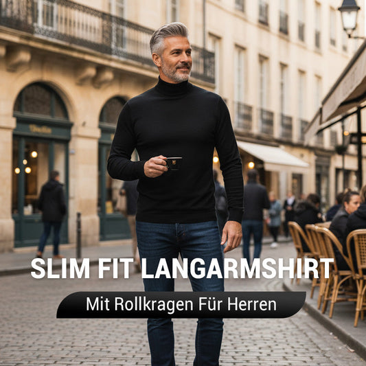Slim Fit Langarm-T-Shirt für Herren mit Stehkragen