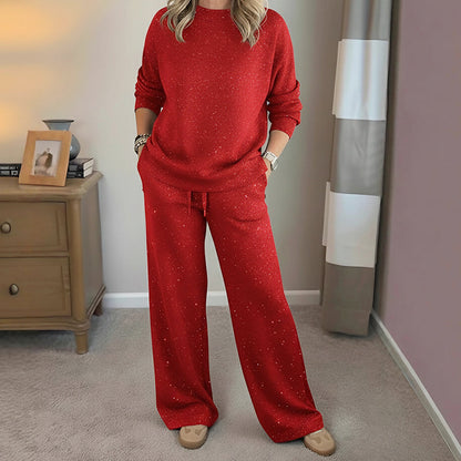 ⌛ Nur noch 3 Tage – 50 % auf alles! ⏰Damen-Glitzer-Zweiteiler: Pullover & Hose