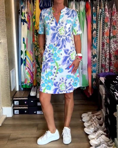 🔥Last Day Promotion 49% OFF -💃 Kurzärmeliges Kleid mit Blumendruck