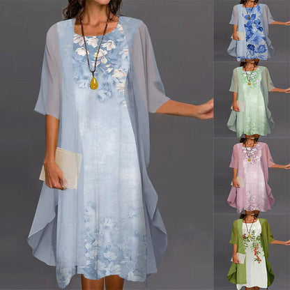🌸Ensemble aus elegantem Kleid mit Blumendruck für Frauen
