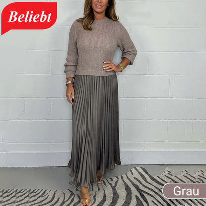 Elegante und stilvolle Faltenkleider mit Rundhalsausschnitt für Damen