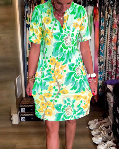 🔥Last Day Promotion 49% OFF -💃 Kurzärmeliges Kleid mit Blumendruck