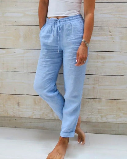 Damenhose aus Baumwolle und Leinen mit elastischem Bund 🥰Kaufen Sie 2 kostenlosen Versand