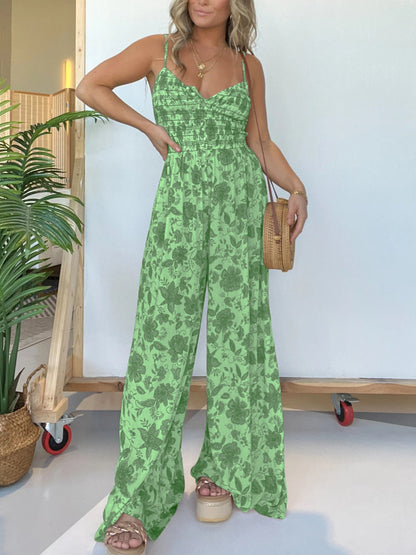 🔥Heißer Verkauf 49 % RABATT🔥2024 New Floral Hosenträger Jumpsuit mit weitem Bein