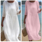 Langes Kleid aus Baumwolle und Leinen für Frauen