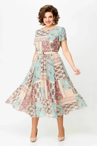 🔥HEISSER VERKAUF🔥2024 Bequemes und elegantes Kleid mit Patchwork-Print