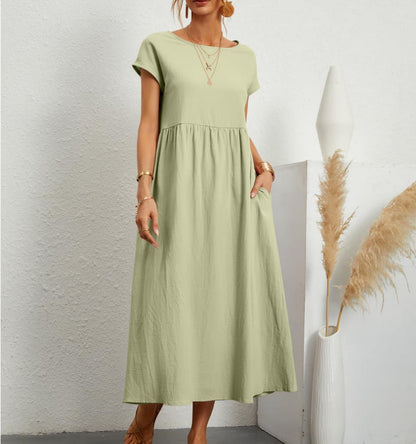 🔥Baumwollkleid mit Rundhalsausschnitt für Frauen