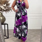 Elegantes ärmelloses plissiertes Kleid mit Blumendruck