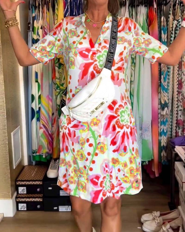 🔥Last Day Promotion 49% OFF -💃 Kurzärmeliges Kleid mit Blumendruck