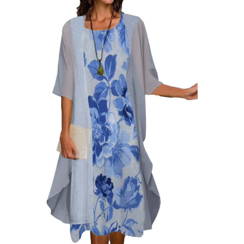 🌸Ensemble aus elegantem Kleid mit Blumendruck für Frauen
