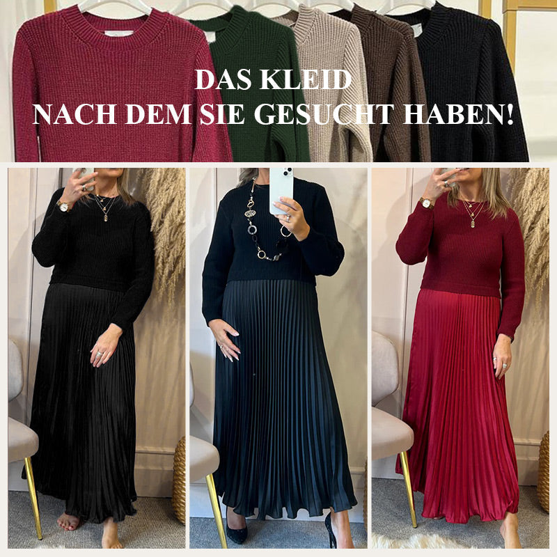 Elegante und stilvolle Faltenkleider mit Rundhalsausschnitt für Damen