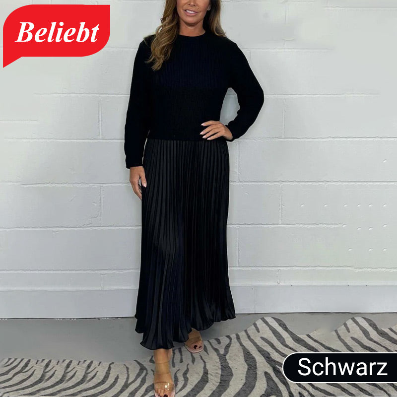 Elegante und stilvolle Faltenkleider mit Rundhalsausschnitt für Damen