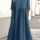 🌸50% Rabatt🌸Frauen gelegentlich grundlegender Outdoor -Crew -Nahrung Taschenpocket Smocked Baumwollkleid