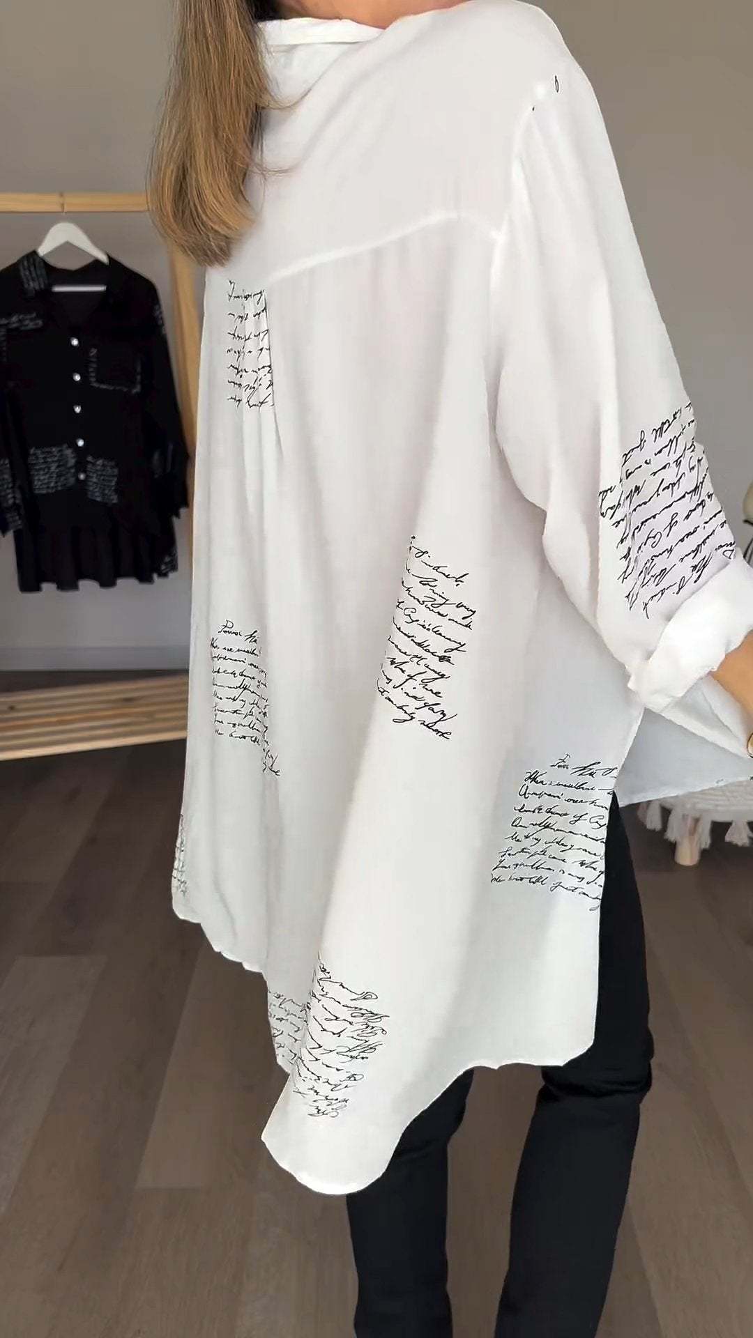 Mode-Revershemd mit Buchstabendruck (2 Stück kaufen, versandkostenfrei)