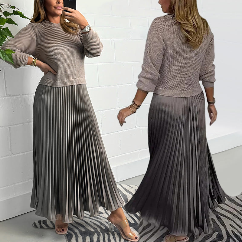 Elegante und stilvolle Faltenkleider mit Rundhalsausschnitt für Damen