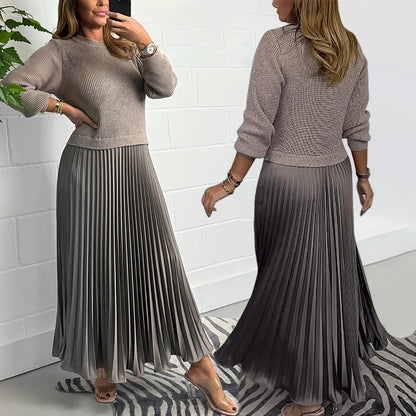 Elegante und stilvolle Faltenkleider mit Rundhalsausschnitt für Damen
