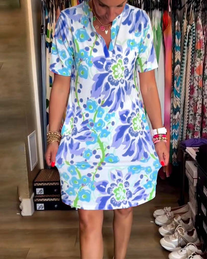 🔥Last Day Promotion 49% OFF -💃 Kurzärmeliges Kleid mit Blumendruck