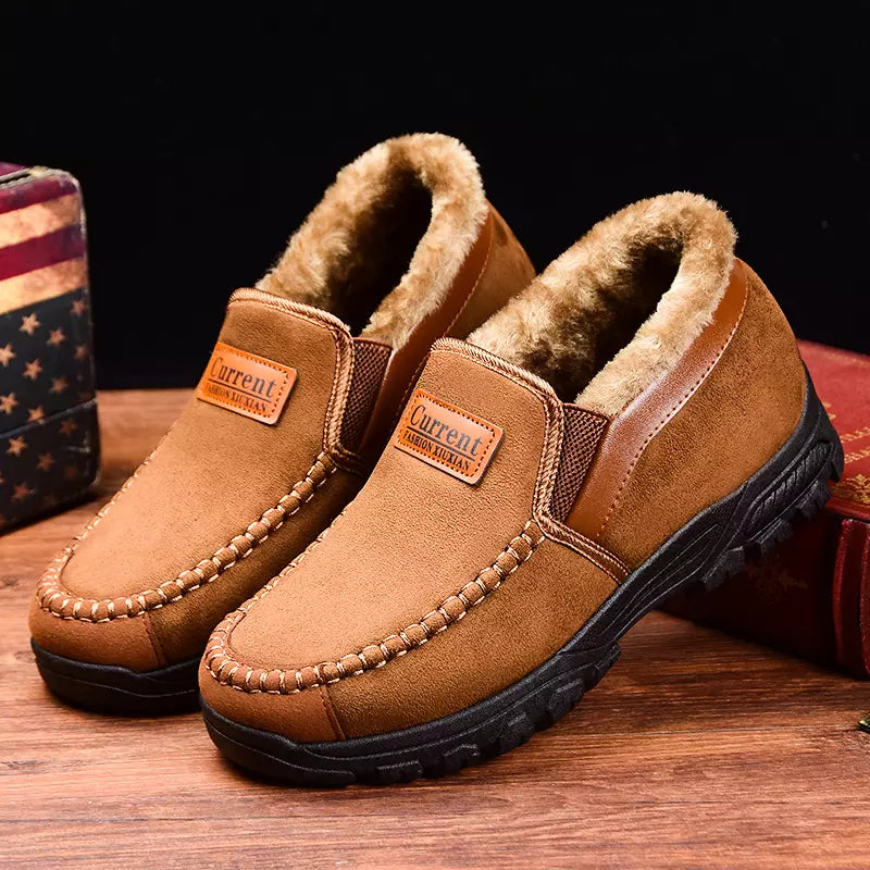 Ideales Geschenk - Warmer, bequemer, gewölbeunterstützender, wasserdichter Herrenschuh aus Leder mit Kunstfleece