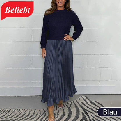 Elegante und stilvolle Faltenkleider mit Rundhalsausschnitt für Damen