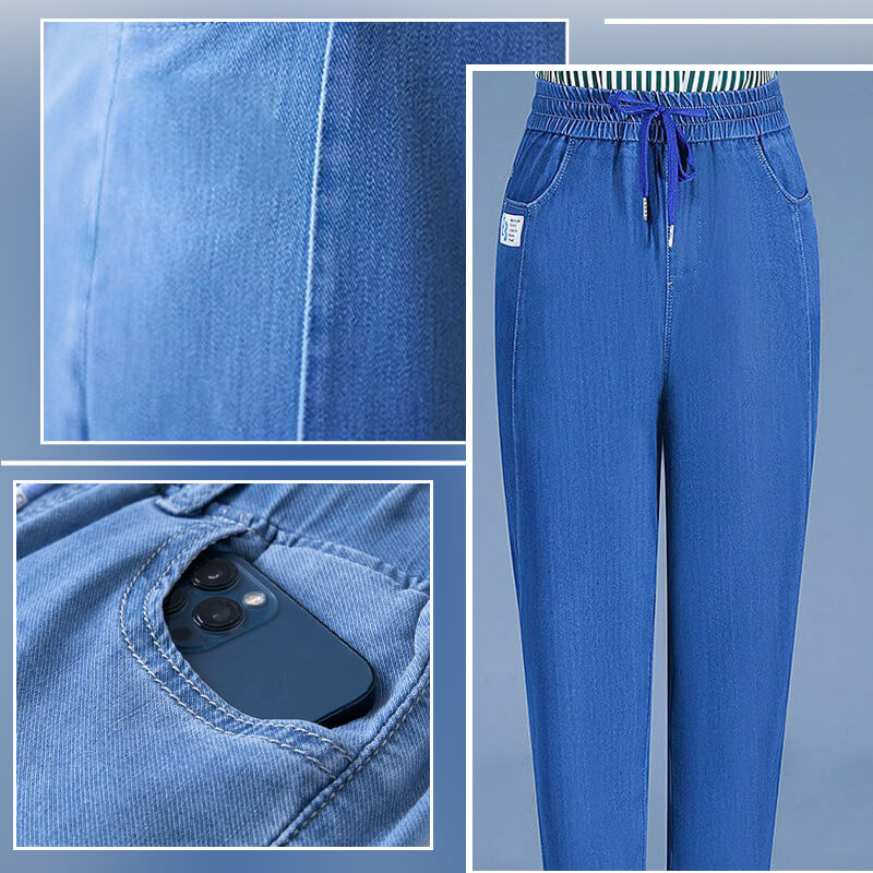 Schmale, lässige, gerade Jeans aus Eisseide